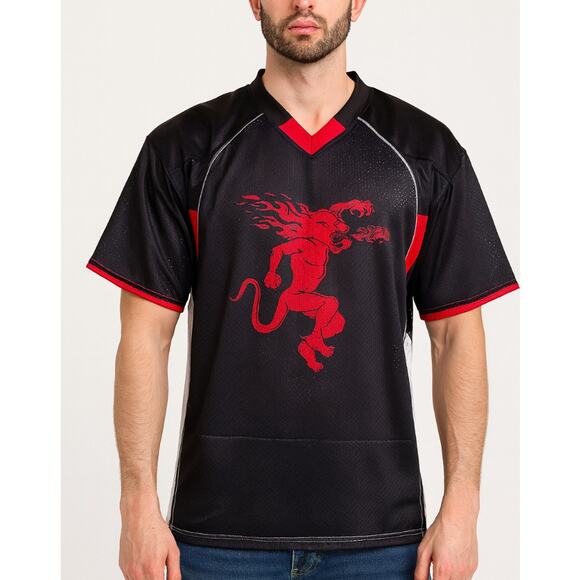 Men's Fireball Whiskey Football Jersey Number 66 Devil/demon red/black SZ XL - Picture 1 of 6